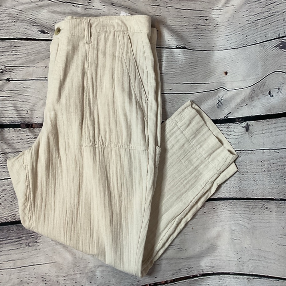 Old Navy Slouchy Tapered Wish Bone High Rise Cotton Cargo Pants 16 NWT